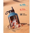 thumbnail image 2 of Half Gallon Water Bottle Insulated with Straw & 3 Lids, Coolflask 64 oz Water Jug Large Metal Stainless Steel Wide Mouth for Sports, Gym or Office, BPA-Free Keep Cold 48H Hot 24H, Magic Black, 2 of 7