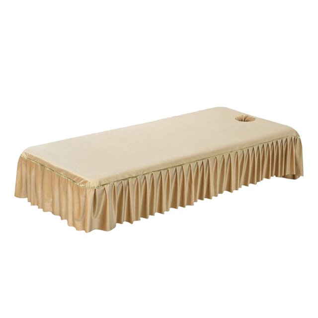 Hoja de mesa de Cubierta De Sábana De De Spa Reutilizable Con Orificio De Respiración Facial Beige Con Borde Dorado