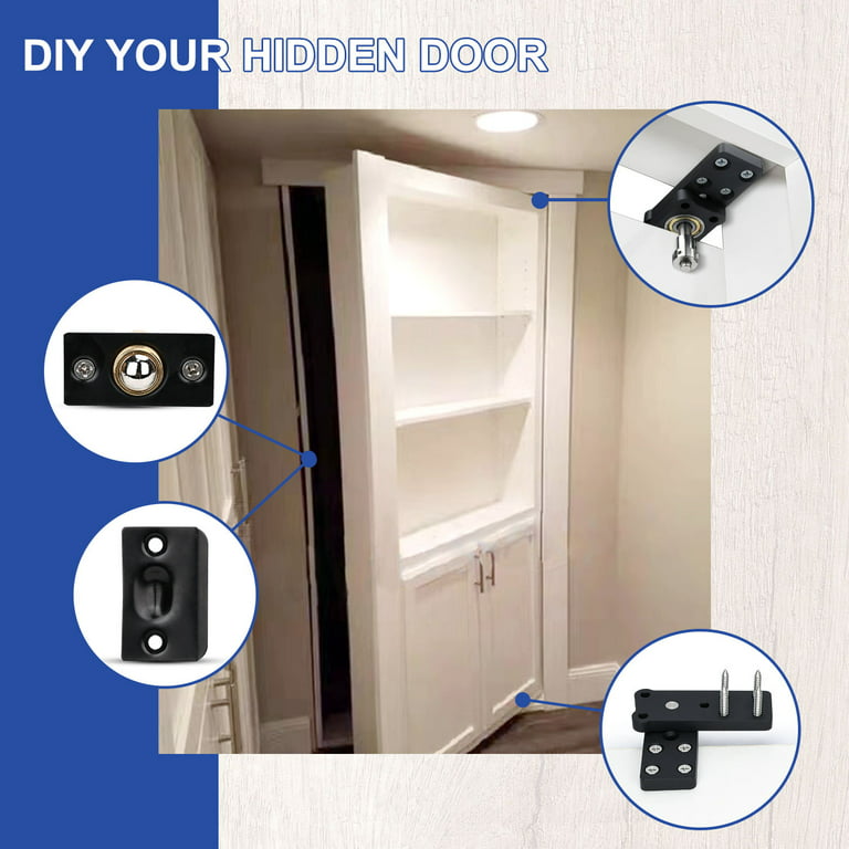 2pcs-Hidden Hinge Hardware Heavy Duty Pivot Door Hinge for Wood Doors  Bookcase Hinge Hidden Door Hinge Door Pivot Hinges Hidden Hinges for Secret  Door