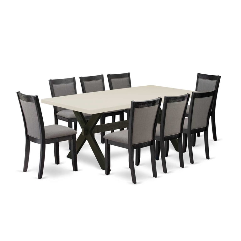 East West Furniture Norden Mid-Century Modern Dining Table - 30x48 Inch Rectangle With Drop Leaf, Linen White (Solid Rubber Wood) 1 thumbnail image