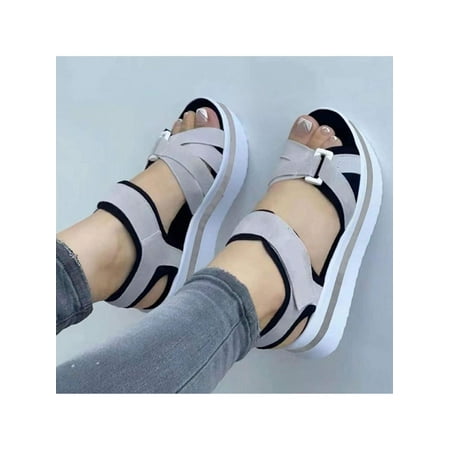 Women Platform Wedge Sandals Adjustable High Heel Casual Summer Outdoor Leisure Travel Shoes