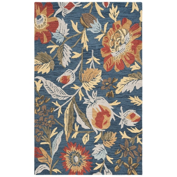 SAFAVIEH Blossom Tom Floral Area Rug, Navy/Red, 3' x 5'