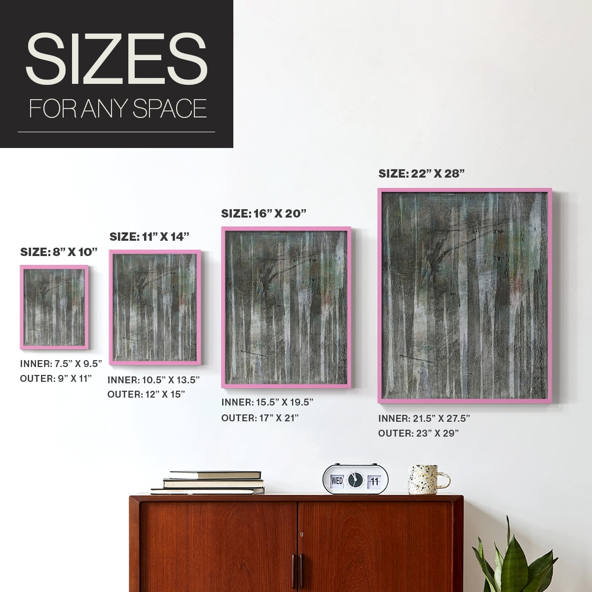 Birch Forest Abstracts II Framed Print in Pink Solid Wood Framed Print No Nail Hanging