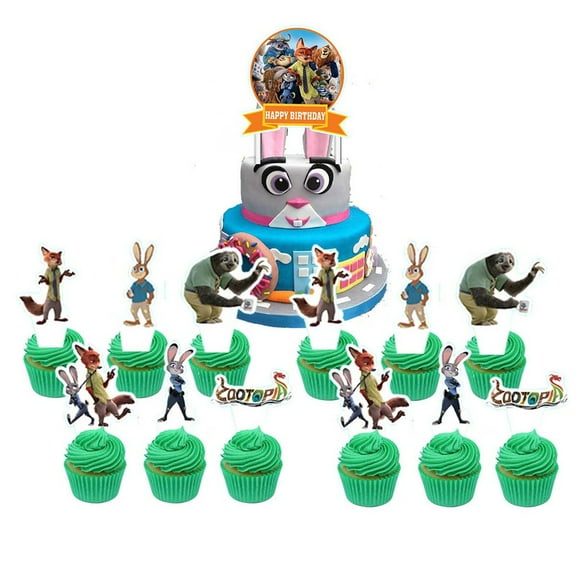 Zootopia Cake Topper Cupcake Set Party Supplies Decoration Birthday Decor Kit
