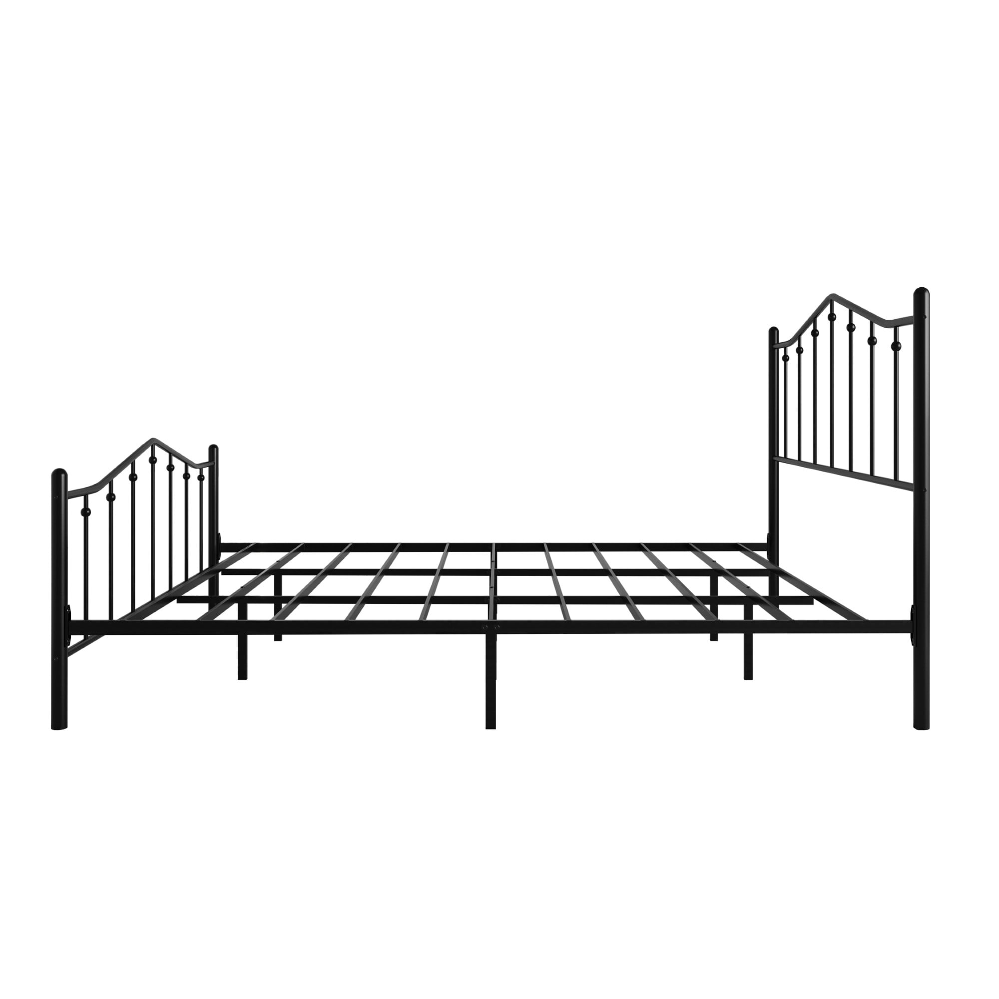 Home Design Atmore King Metal Platform Bed Frame, Iron Bed with Headboard & Footboard, No Box Spring Needed, Black