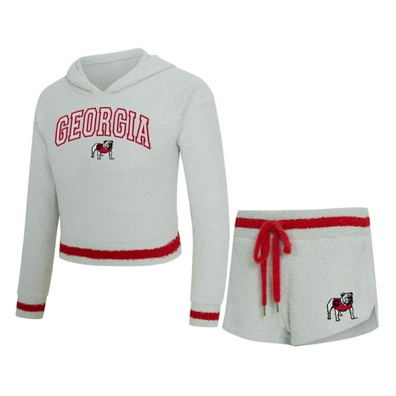 Women's Concepts Sport Gray/Red Georgia Bulldogs Whitley Long Sleeve Hoodie Top & Shorts Set