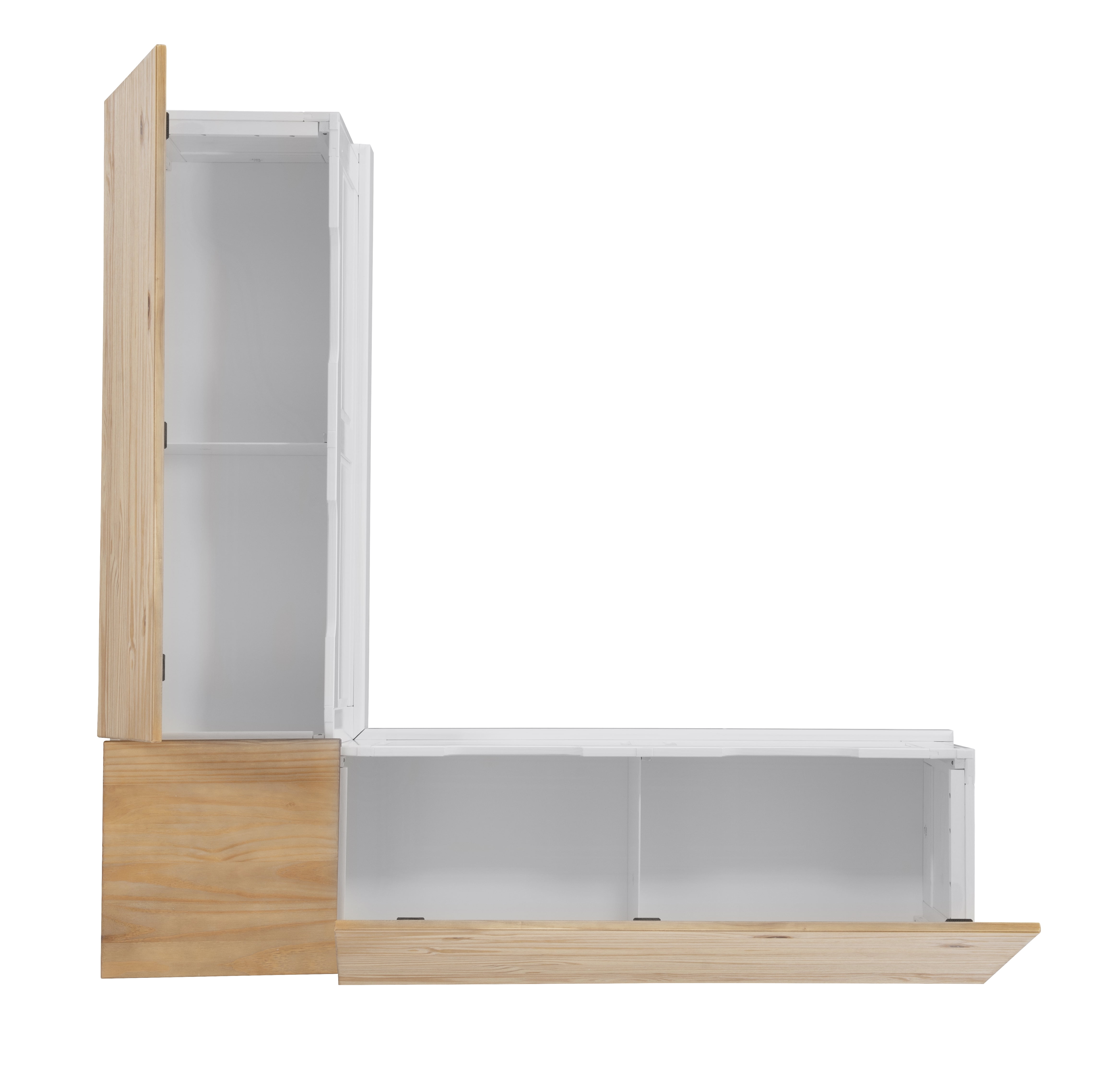 Linon Romero Backless Corner Nook with Storage, 5-Piece Cushion Set, Natural/White/Apple Green
