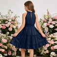 thumbnail image 6 of akafmk Girls Fashion Dresses Halters Sleeveless Lace Pleated Waist Flowy Knee Length Dresses 5-14 Years, 6 of 7