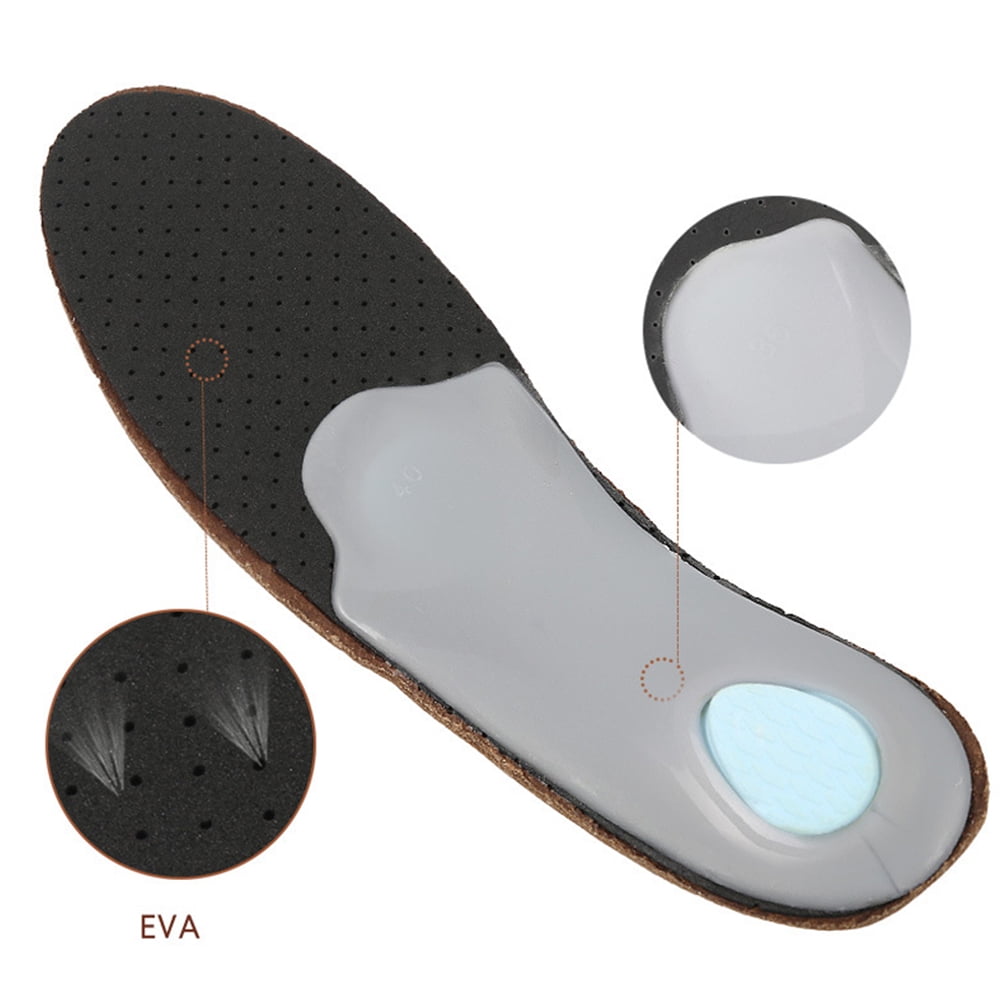 Leather Insole for Flat Foot, Silicone Padded Orthotic Insoles for ...