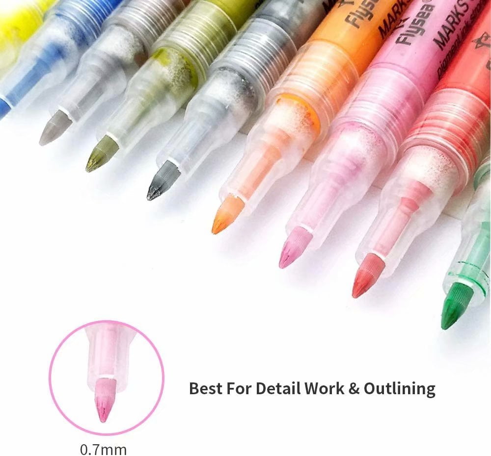 Acrylic Paint Pens, 24 Colors 0.7mm Paint Markers Set for Rocks Painting, Ceramic, Glass, Wood, Fabric, Canvas, Mugs, DIY Craft, Scrapbooking Craft, Card Making