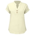 thumbnail image 7 of Beige Women's Short Sleeve T-shirt, Women'S Fashion Casual V Neck Button Down Short Sleeve Top T Shirt,Women's Short sleeve T-shirt XL, 7 of 7