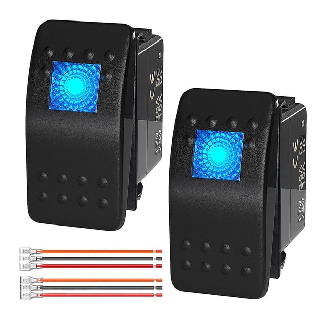 Blue Panel de interruptor basculante impermeable de 3 pines Led para coche, camión, barco, Rv