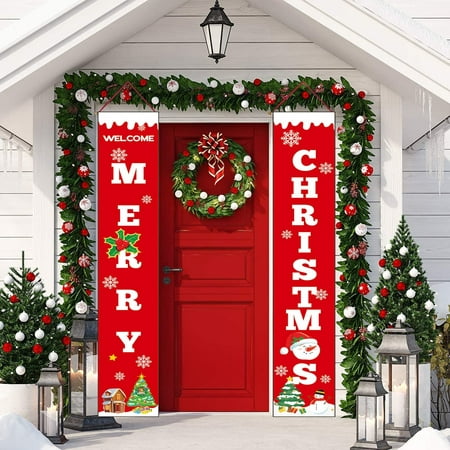Welcome & Merry Christmas Banner, Merry Christmas Garland Banner ...