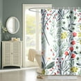 thumbnail image 6 of Coolmade Fabric Shower Curtain, Flower Nordic Chic Polyester Bath Curtain Set with Hooks, Decorative Heavy Weighted 72-inch Bathroom Curtains, 6 of 9