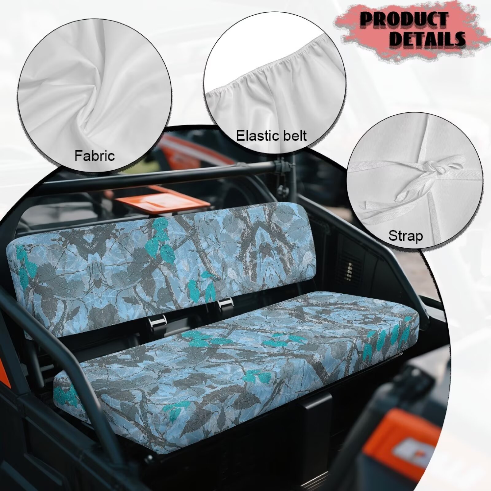 Uorisanigo UTV Bench Seat Cover Set UTV Accessories for All Seasons, Anti-Slip Blue Hunting Camo Forest Seat Cover Cushion Suitable for Kawasaki Mule 4010 4x4 FE 2025 2023 2022 2021