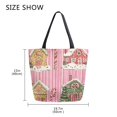 thumbnail image 5 of FORMRS Womens Canvas Tote Bag with Zipper Inner Pocket Shoulder Handbag, Pink Christmas House, 5 of 7