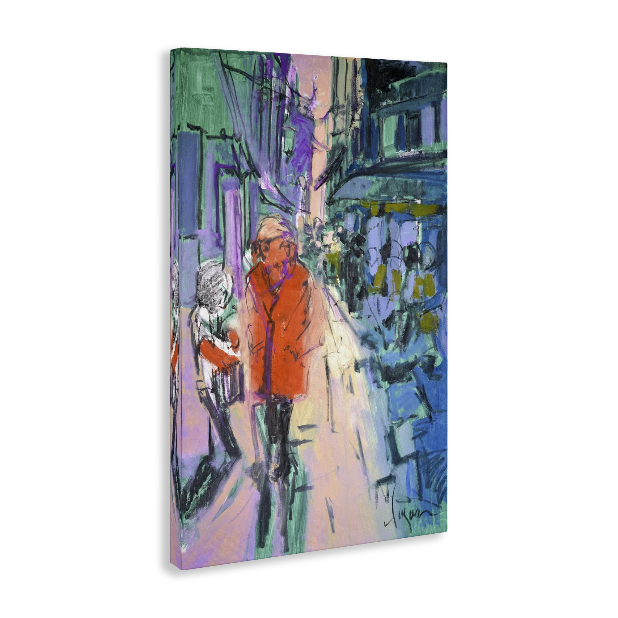 Stupell Industries Strolling City Streets People Painting Wrapped Canvas Art Print Wall Art, 24 x 36