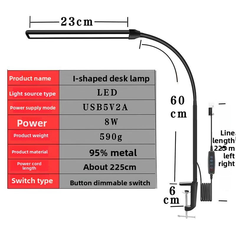 LED eye protection reading light, tri color eye protection desk lamp, study desk, office desk, I-clip dimming desk lamp