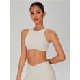 thumbnail image 2 of IDOPIP Womens High Neck Sports Bra Removable Pads Cut Out Back Sleeveless Medium-impact for Workout Gym Yoga Pilates Athletic S Sand, 2 of 6