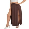 thumbnail image 3 of Womens Plus Size High Waist Waisted Double Split Long Maxi Skirts Beach Party Skirts, 3 of 6