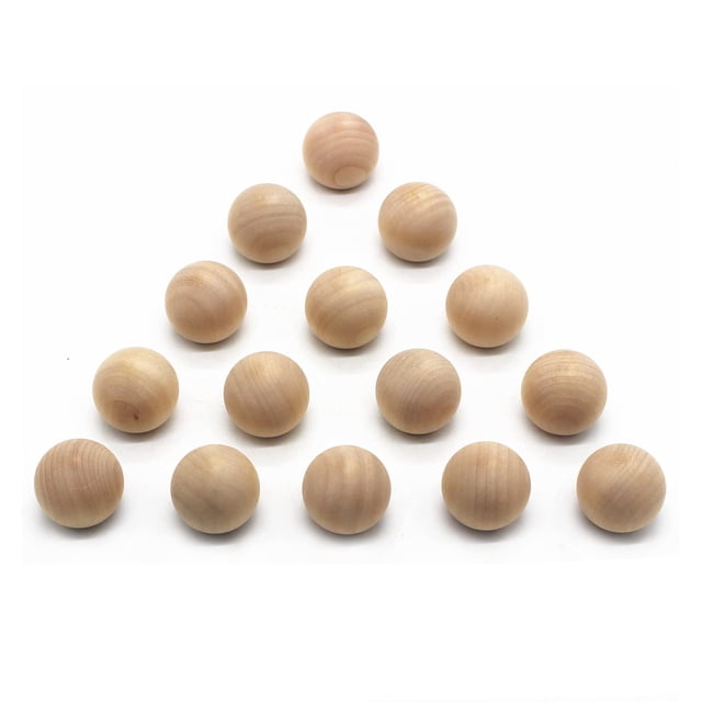 Weichuan Tiradores para cajones con bolas de madera sin terminar de 1-1/2 ", tiradores para gabinetes de cocina, muebles, aparadores, armarios, cajones, tiradores (paquete de 15)