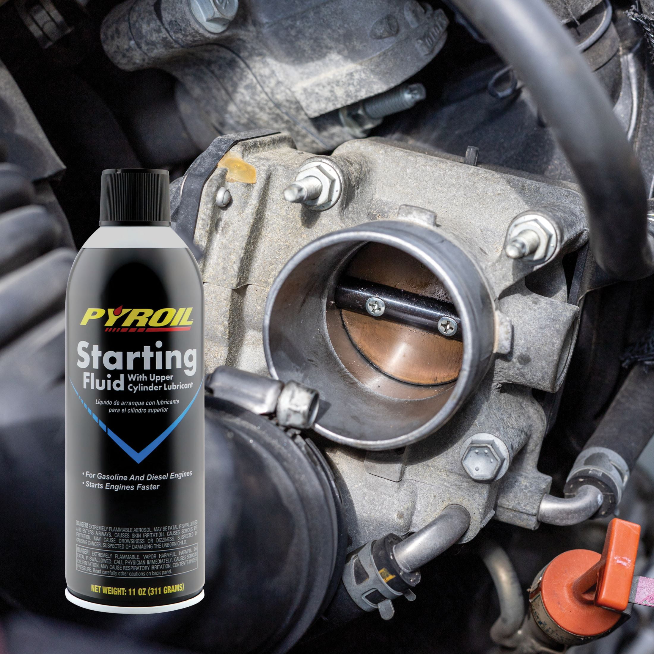 (2 pack) Pyroil Starting Fluid, 11oz Can - New, Starts Gasoline & Diesel Engines, -40°F Ready