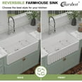 thumbnail image 4 of 30 Inch Farmhouse Sink – Fireclay Kitchen Sink White Apron Front Ceramic Porcelain Single Bowl Workstation Kitchen Sink with Reversible Installation, 30"x20"x10" #YSAC0001, 4 of 9