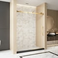 thumbnail image 3 of Frameless Single sliding shower door 56-60 "W x 60" H, 1/4 "(6 mm) Clear Tempered Glass, Explosion Proof Film, Stainless Steel Handle Square Tube Track ,Brushed Gold, 3 of 22