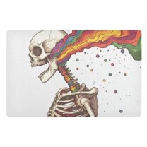 Yayeee Doormat for Indoor Entrance 32" x 20" Non Slippery Floor Rug, Colorful Skeleton