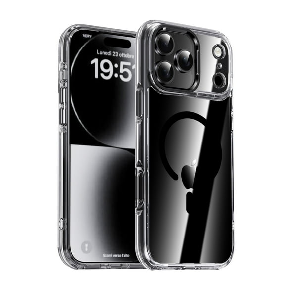 Dteck Magnetic Case for iPhone 17 Pro ,Shockproof TPU PC Clear Case Compatible with Mag Safe Anti-Yellowing Cover for iPhone 17 Pro,Black