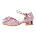 thumbnail image 3 of Durtebeua Little Kids Girls Dress Pumps Glitter Sequins Princess Low Heels Mary Jane Party Dance Shoes Rhinestone Sandals Red,3, 3 of 5