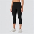 thumbnail image 6 of BVnarty Women's High Waist Tummy Control Capri Leggings, Skinny Fit Stretchy Athletic Pants for Pilates Class Black M, 6 of 8