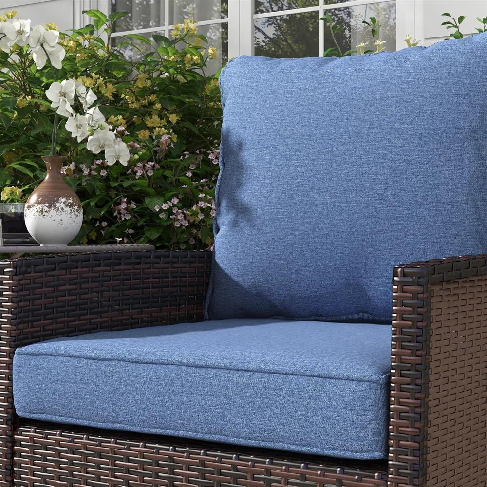 Resenkos Patio Chair Cushions, Outdoor Chair Pads,4 Patio Chair Cushions with Seat & Backrest, Fade Resistant Seat Replacement Cushion Set, Blue