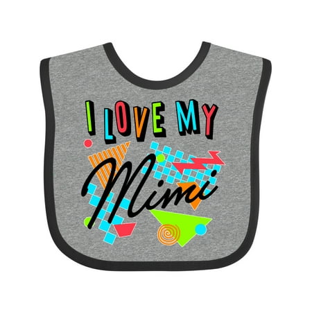 

Inktastic I Love My Mimi- 80s Retro Style Gift Baby Boy or Baby Girl Bib