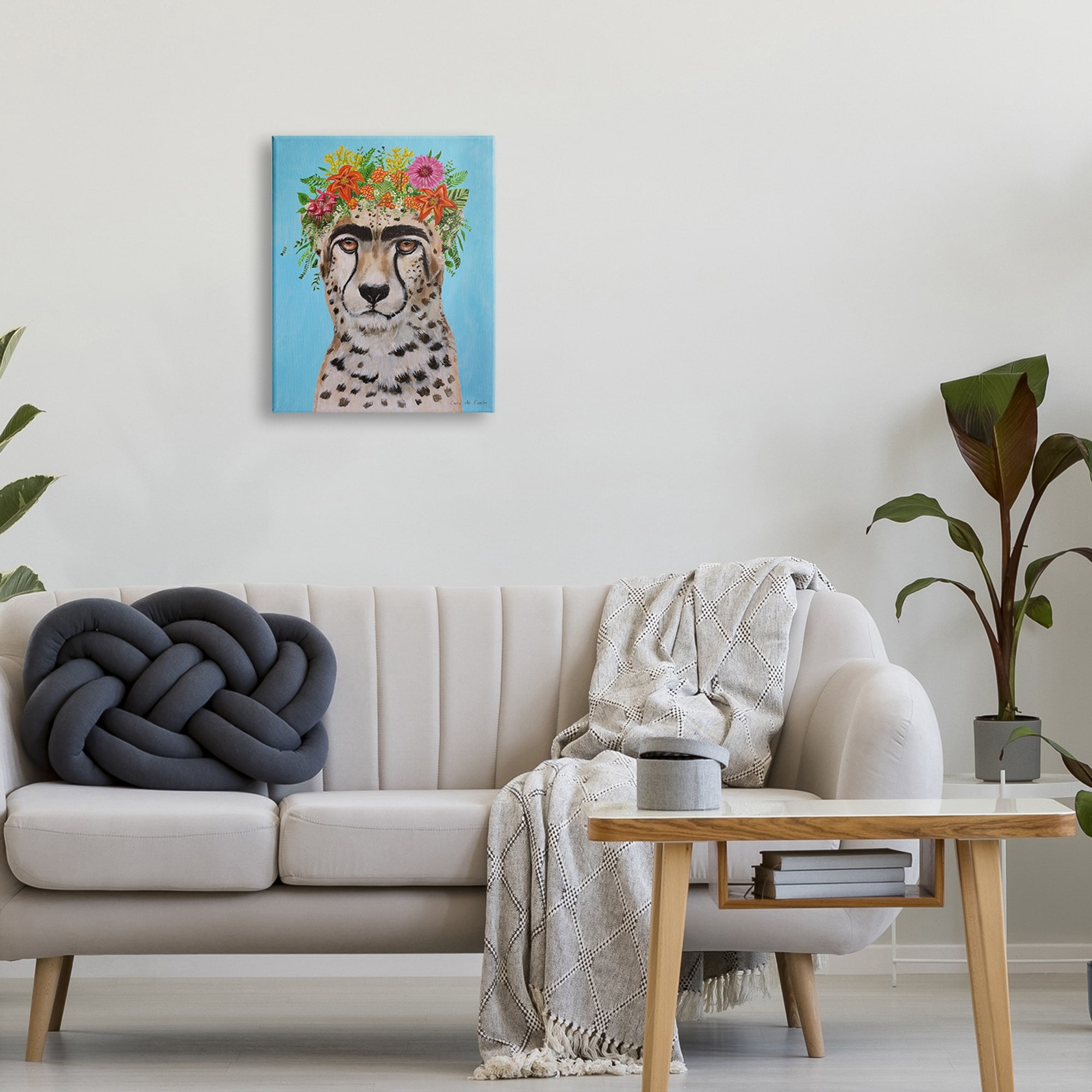 Stupell Industries Flowery Glam Portrait Cheetah Leopard Wearing Makeup, 16 x 20, Design by Coco de Paris