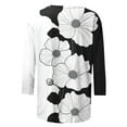 thumbnail image 4 of BSDJILFG 3/4 Sleeve Tops for Women Black and White Floral Blouse Loose Fit Crew Neck Pullover Tunic Shirts, 4 of 5
