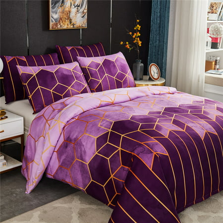 Purple Gradient Color Gold Geometric, Purple And Gold Bedding King