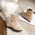 thumbnail image 6 of Fesfesfes Womens Fall Boots Solid Warm Wedges Boots Round Head Boots Shoes 7.5(40), 6 of 7