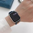 thumbnail image 5 of Denim Fabric Strap Work with Apple Watch Bands for Women Men 41mm 40mm 38mm, Soft Leather Band Compatible with iWatch Bands Series 9 SE 8 7 6 5 4 3 2 1,Darkblue, 5 of 6