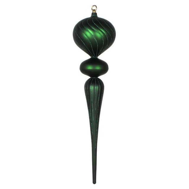 Vickerman MT195424 Ornement Finial Pailleté Mat Émeraude 25 Po.