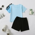 thumbnail image 3 of Kucnuzki 3T Toddler Boy Spring Summer Outfits Shorts Sets 4T Short Sleeve Big Dino Looking Prints Tee Top Elastic Shorts 2PCS Set Blue, 3 of 7