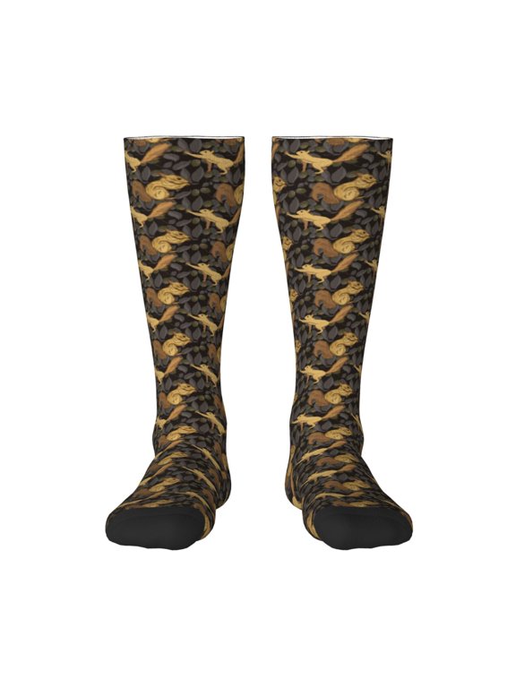 Hirioo Squirrel Gathering Nuts for Adult Stockings Breathable Sock Non-Pilling,Contrasting Color Design