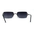 thumbnail image 2 of Rimless Rectangular Luxe OG Mens 90s Rapper Sunglasses Gunmetal Smoke, 2 of 4