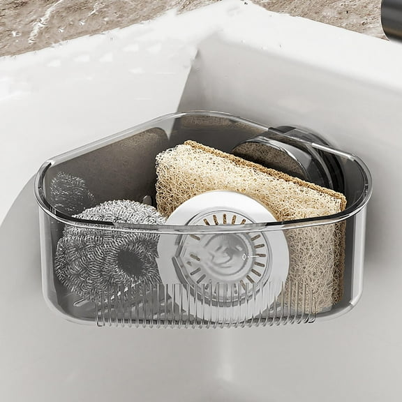 Swiftyle Suction Cup Sink Corner Rack, Kitchen Sponge Cloth Drainage Organizer
