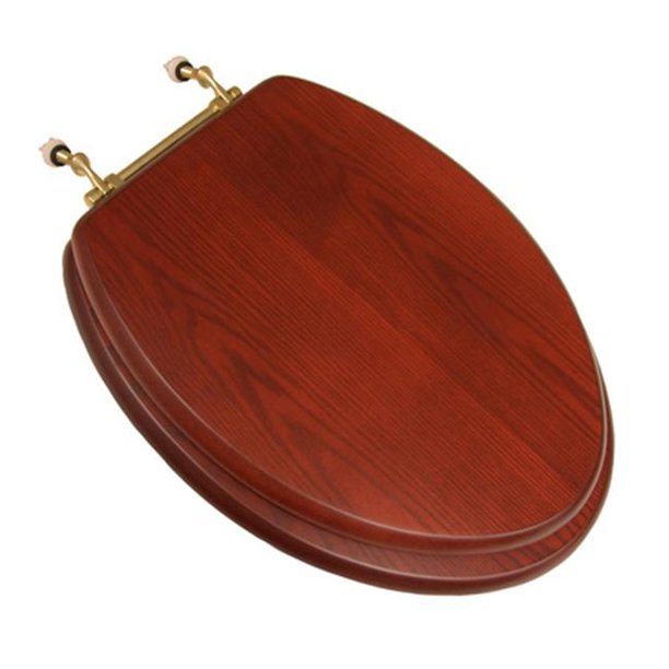Jones Stephen C1B2E115BR Decorative Finish Elongated Front Wood Toilet Seat with Polished Brass