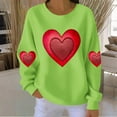 thumbnail image 2 of Valentines Sweatshirt Womens Cute Love Heart Graphic Print Pullover Casual O Neck Long Sleeve Holiday Tops Green M, 2 of 4