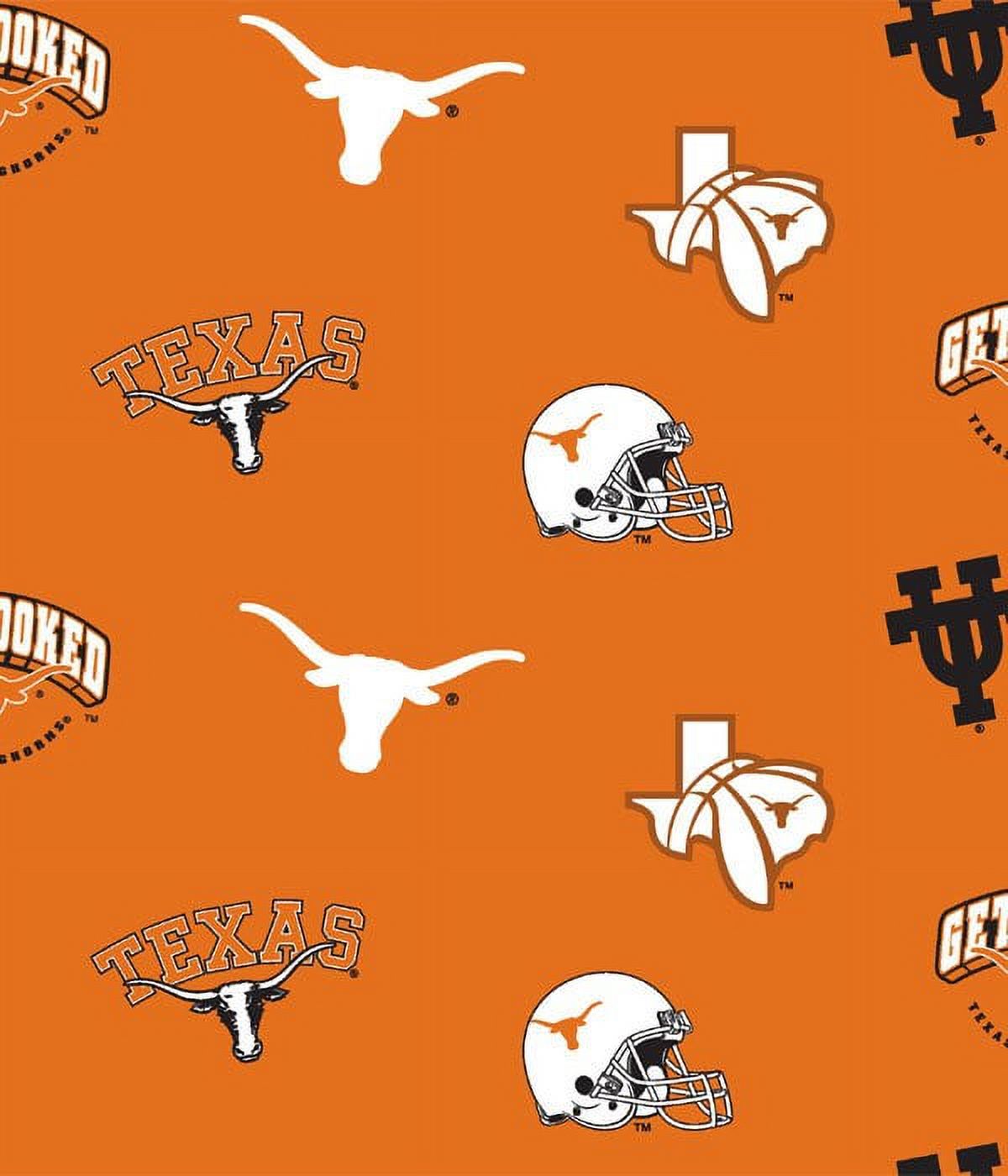 University of Texas Fabric Fine Cotton Classic School Colored Ground Allover Design-Sold by the Yard