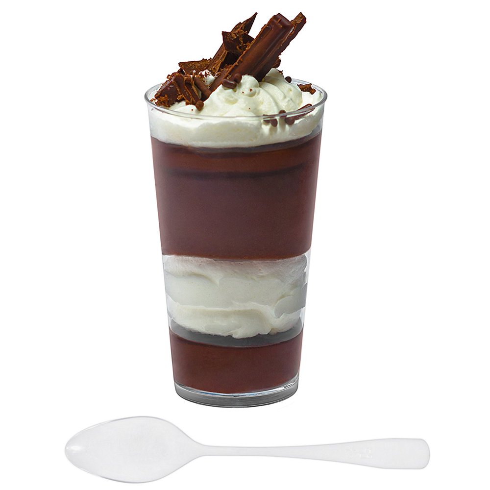 100 ct 3 oz Cups with Spoons Elegant Events Round Plastic Dessert