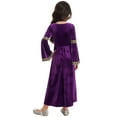 thumbnail image 3 of TiaoBug Girls Medieval Retro Long Dress Halloween Costume Kids Flare Sleeve Velvet Princess Carnival Ball Gown Purple 8, 3 of 7