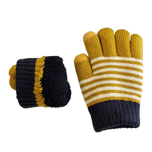 ktowifly Knit Gloves for Kids Striped Color Block Cute Warm Strench Cold Weather Elastic Wrist Trendy Glove